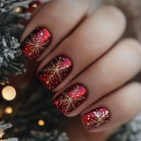 24pcs/Set Golden Snowflakes Press-On Nails