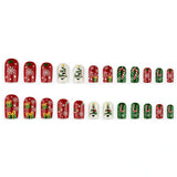 24pcs/Set Snowflake Christmas Tree Press On Nails