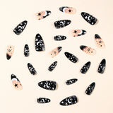24pcs/Set Black Shooting Star Glitter Press On Nails