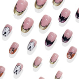 24pcs/Set Ghost Pumpkin French Press On Nails