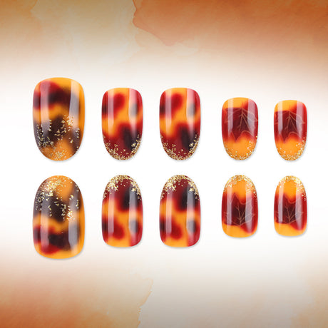 24pcs/Set Fall Ombre Maple Leaves Press On Nails