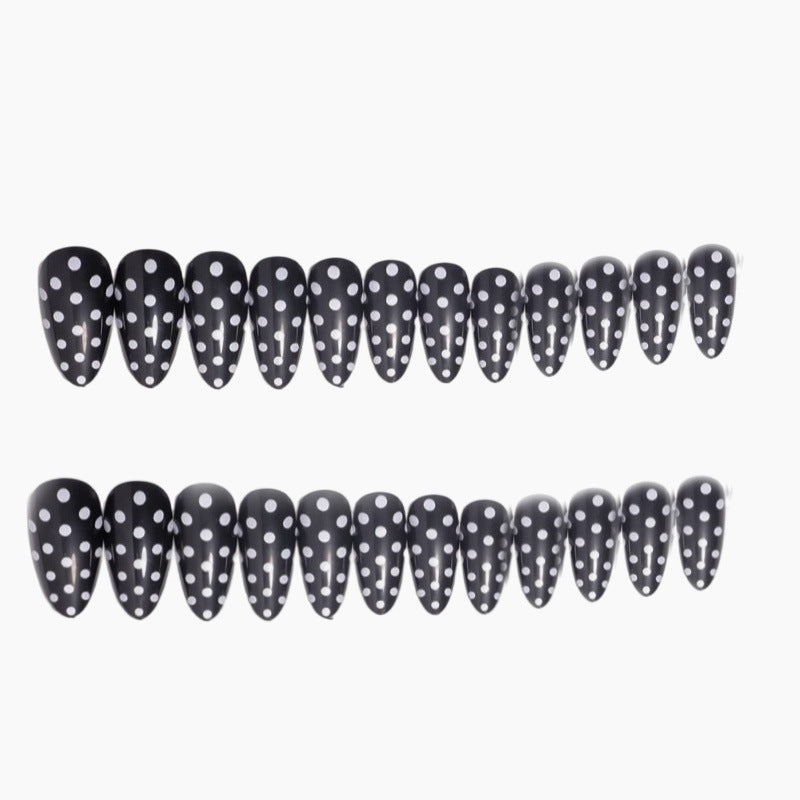 24pcs/Set Black Polka Dot Press-On Nails