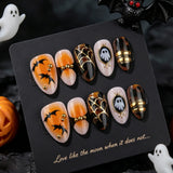 24pcs/Set Golden Spider Web Bat Press On Nails