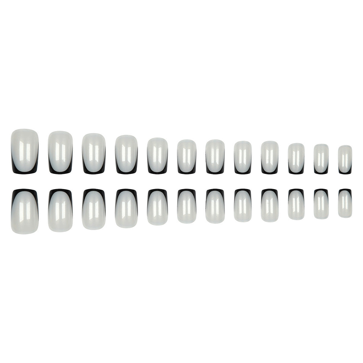 24pcs/Set Black-Edge French Press On Nails