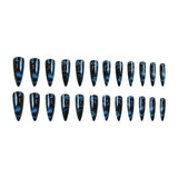 24pcs/Set Blue Ombre Butterfly Long Press-On Nails
