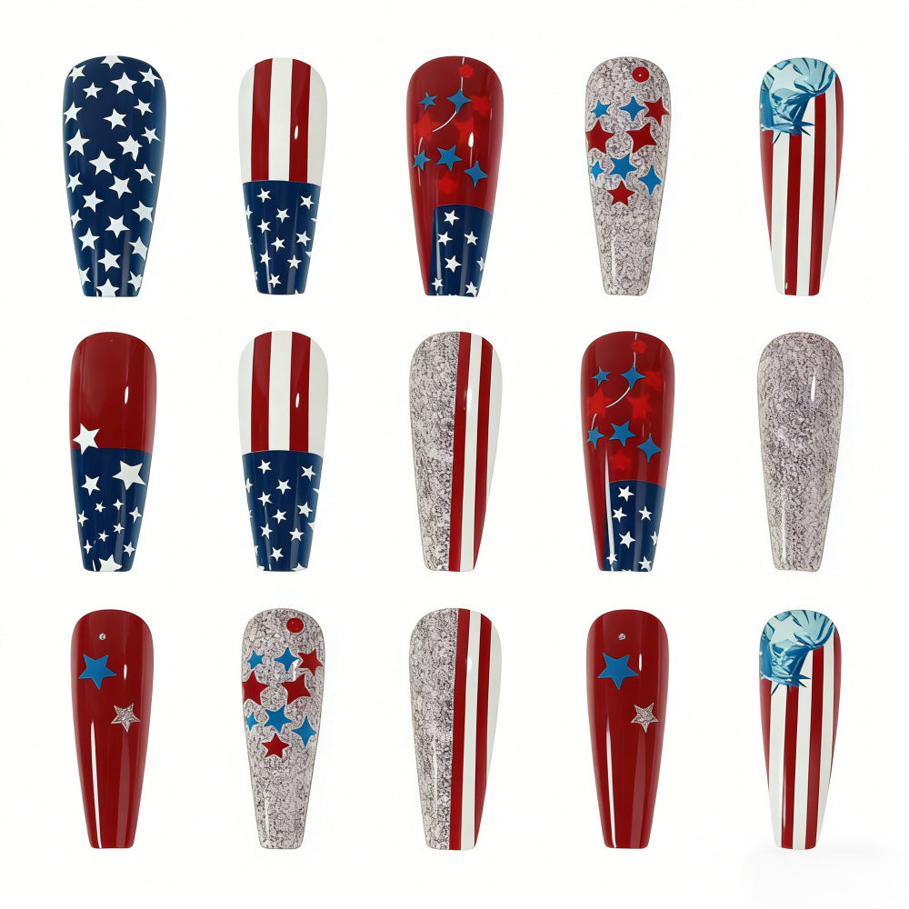 24pcs/Set Statue of Liberty with Flag Press-On Nails