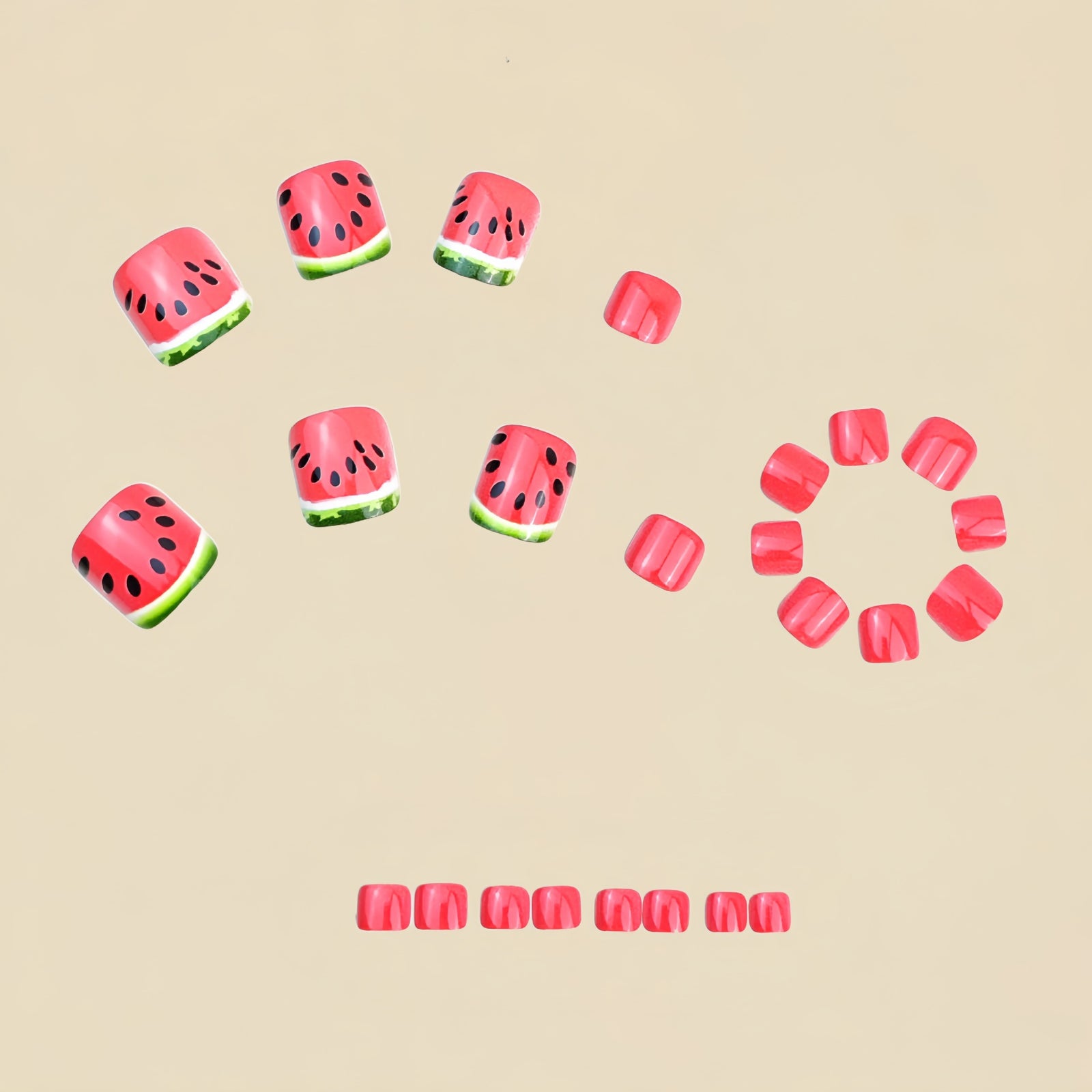 24pcs/Set Red Watermelon Press-On Nails