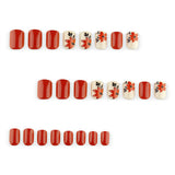 24pcs/Set Autumn Orange & Yellow Maple Leaf Flowers Press On Nails