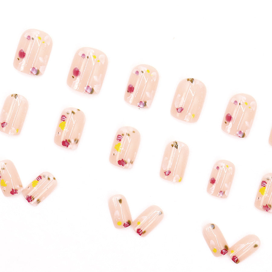 24pcs/Set Cute Floral Press On Nails