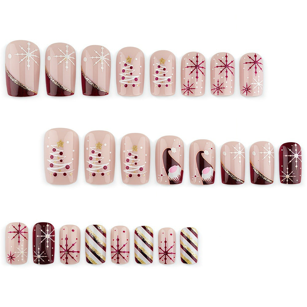 24pcs/Set Shimmery Snowflake French Tips Press-On Nails
