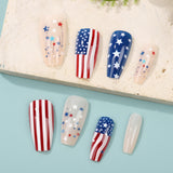 24pcs/Set Flag Stripe Stars Press-On Nails