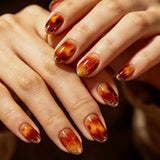 24pcs/Set Fall Ombre Maple Leaves Press On Nails