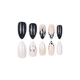 24pcs/Set Smiley Black Flame French Press-On Nails