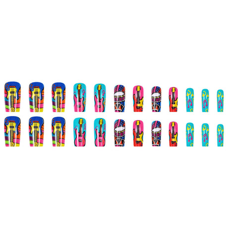 24pcs/Set Colorful Music Guitar Press-On Nails
