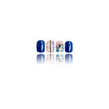24pcs/Set Dark Blue Plaid Pumpkins Press On Nails