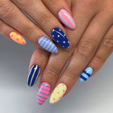 24pcs/Set Colorful Stripes & Polka Dots Press On Nails