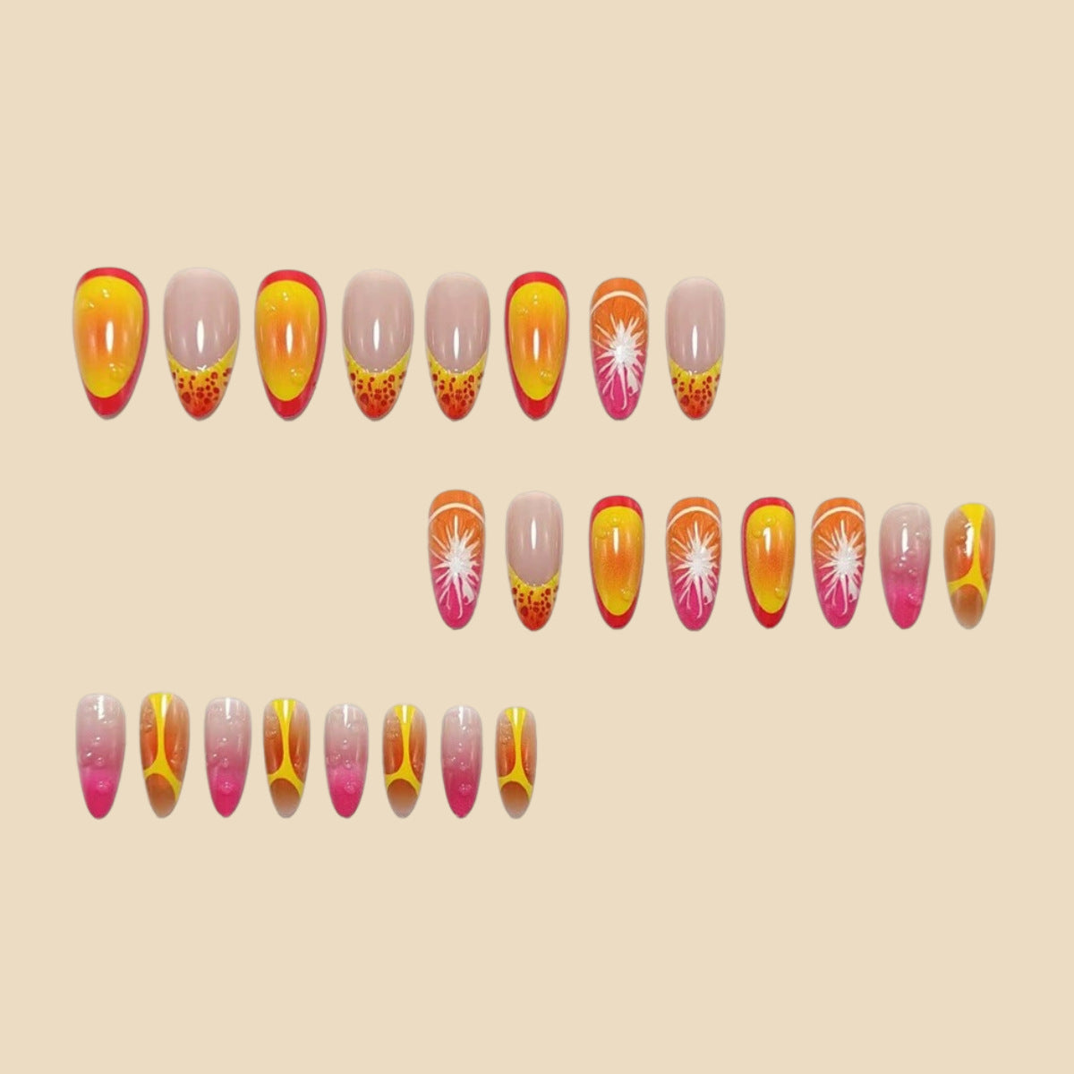 24pcs/Set 3D Orange & Pink Gradient Fruit Press-On Nails