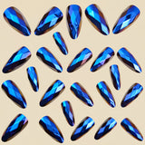 24pcs/Set Blue 3D Faceted Chrome Press-On Nails
