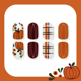 24pcs/Set Striped Pumpkin Floral Press On Nails