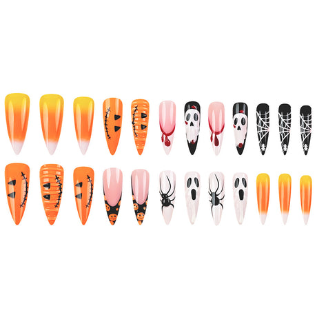 24pcs/Set 3D Pumpkin & Spider Press-On Nails
