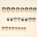 24pcs/Set White Glitter French Tips Press-On Nails