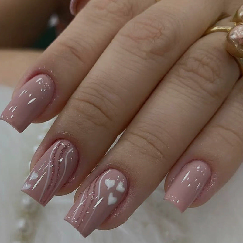 24pcs/Set Heart Wave Press-On Nails
