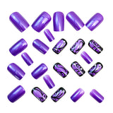 24pcs/Set Purple Glitter Floral Press-On Nails