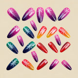 24pcs/Set Colorful Gradient Snowflakes Press On Nails