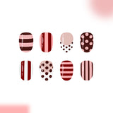 24pcs/Set Pink French Stripes & Polka Dots Press On Nails