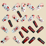 24pcs/Set Red Ladybug Floral Press-On Nails