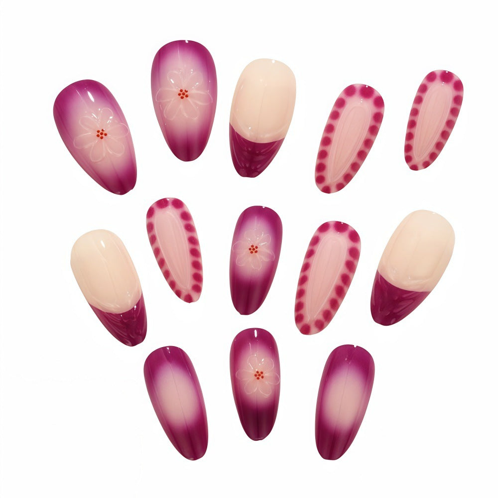 24pcs/Set Purple Gradient French Press-On Nails
