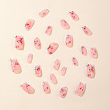 24pcs/Set White French Tip with Red Blood Splatter Press On Nails