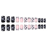 24pcs/Set French Tip Cow Print Press-On Nails