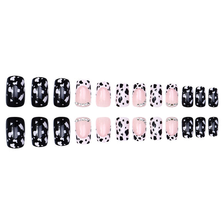 24pcs/Set French Tip Cow Print Press-On Nails