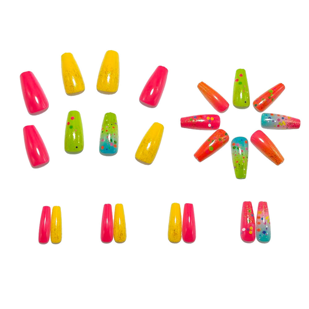 24pcs/Set Gradient Colorful Polka Dots Press-On Nails