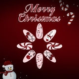 24pcs/Set Red Pinwheel Glitter & Candy Canes Press On Nails