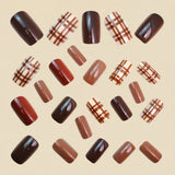 24pcs/Set Brown Stripes Press-On Nails