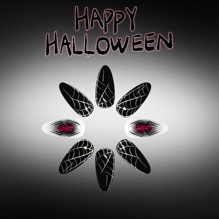 24pcs/Set Black Spider Web Spider Press-On Nails