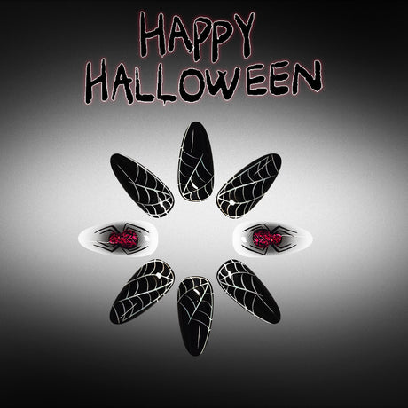 24pcs/Set Black Spider Web Spider Press-On Nails