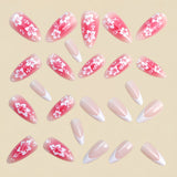24pcs/Set Pink Gradient Floral French Press-On Nails