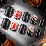 24pcs/Set Bloody Handprint Bats Press On Nails