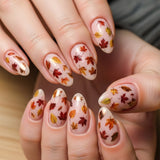 24pcs/Set Sheer Nude Maple Leaf Press-On Nails