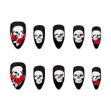 24pcs/Set Glow-in-the-Dark Black Skull Press-On Nails