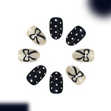24pcs/Set Blue Bow Cat Eye Press On Nails