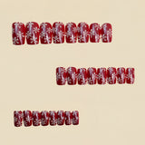 24pcs/Set Red Snowflakes Press On Nails