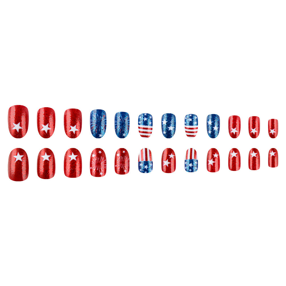 24pcs/Set Fireworks Star Glitter Press-On Nails