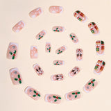 24pcs/Set White French Tips with Reindeer & Snowflakes Press-On Nails