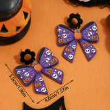 Black Bow Hollow Flower Drop Earrings