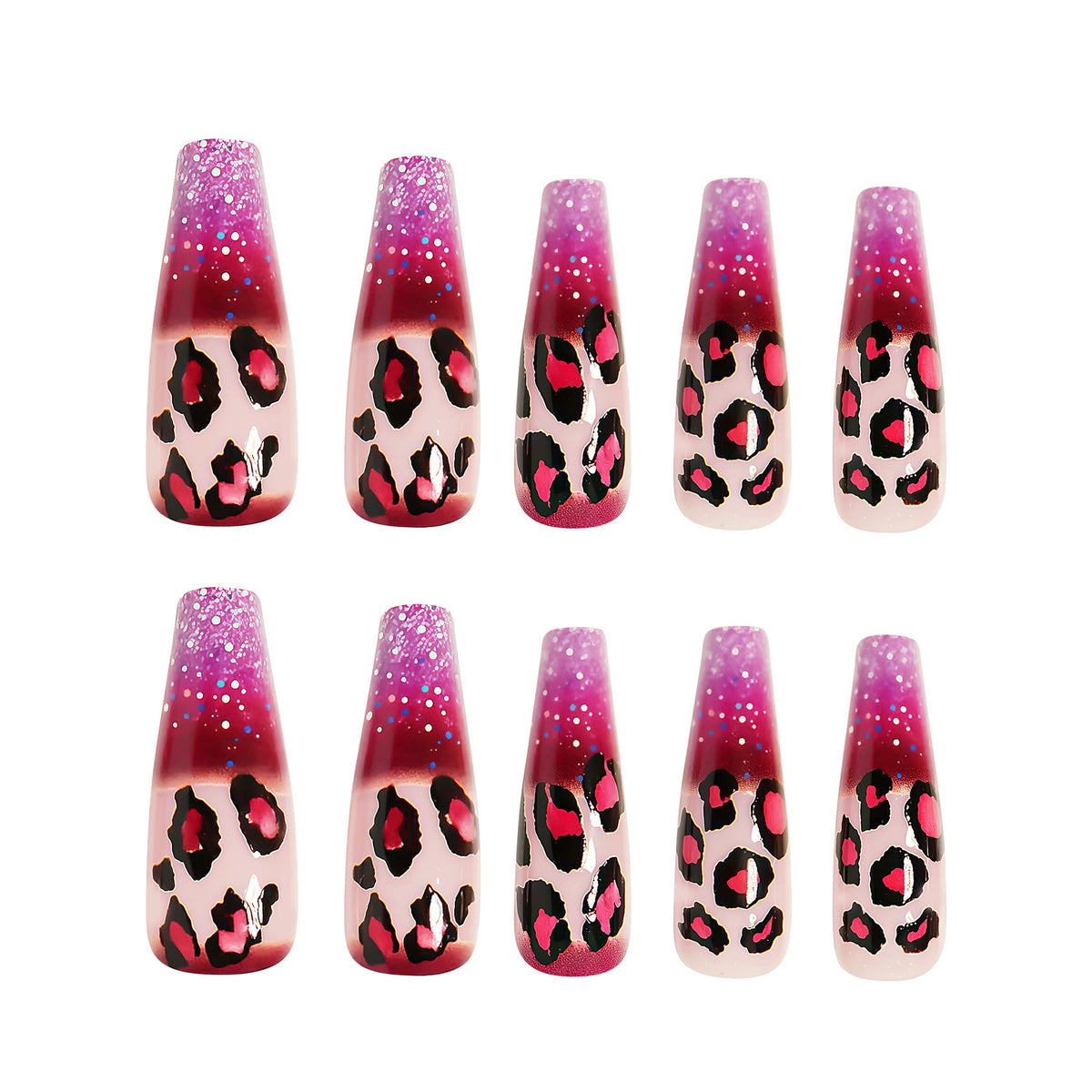 24pcs/Set Purple Leopard Press On Nails