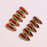 24pcs/Set Orange Chrome Press On Nails
